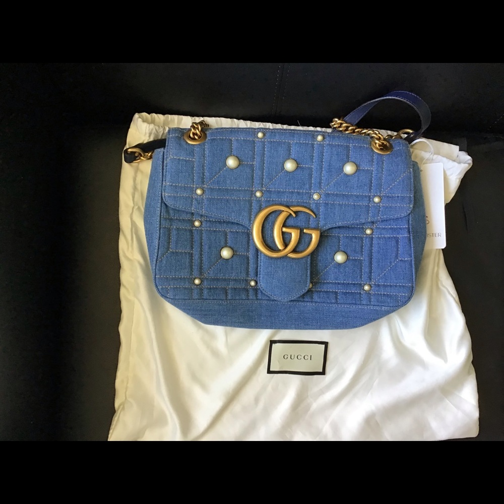 Gucci GG Marmont Denim Shoulder Bag